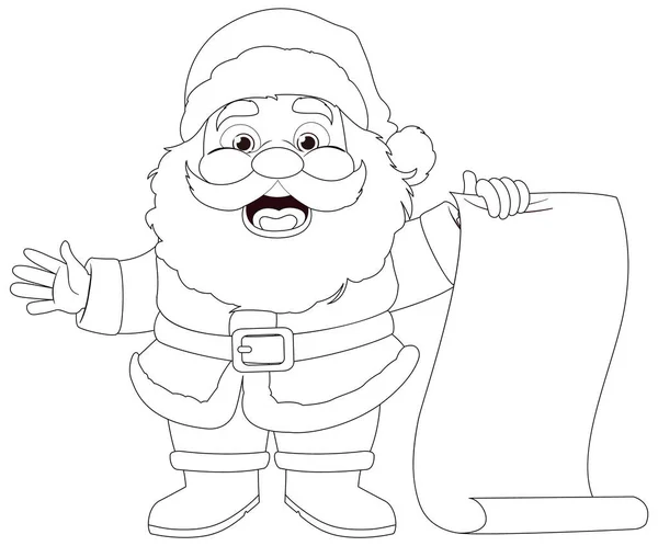 Ein Festlicher Cartoon Weihnachtsmann Mit Papierrolle Weihnachten — Stockvektor