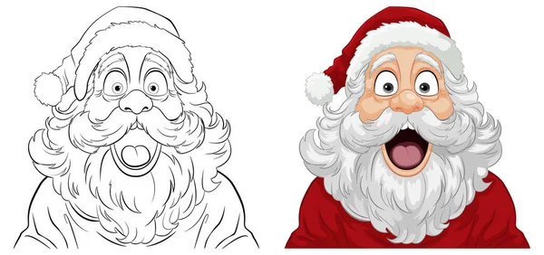 Eine Vektorillustration Des Weihnachtsmannes Mit Einem Überraschenden Gesichtsausdruck — Stockvektor