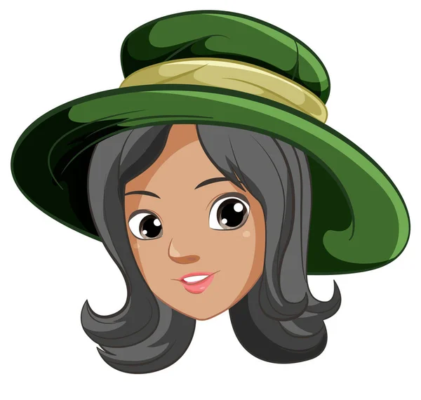 Beautiful Woman Wearing Vintage Hat Vector Cartoon Illustration Style — Stock Vector
