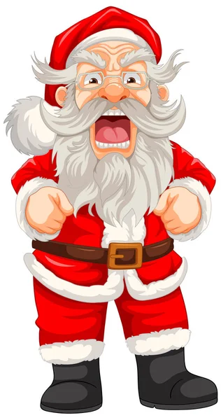 Cartoon Charakter Rozzlobený Starý Muž Sobě Santa Claus Oblečení — Stockový vektor