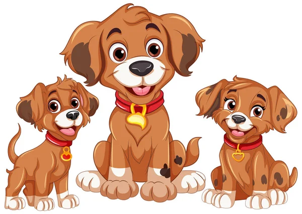 Cão Feliz Filhote Cachorro Ilustração Estilo Dos Desenhos Animados —  Vetores de Stock