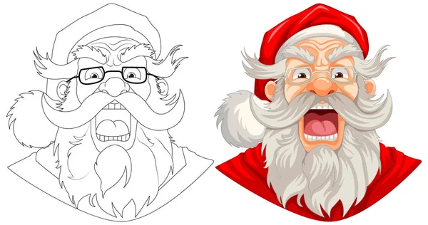 Ένας Θυμωμένος Γέρος Άγιος Βασίλης Μούσι Και Μουστάκι — Διανυσματικό Αρχείο