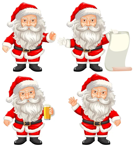 Ein Satz Gruseliger Alter Mann Santa Claus Stoff Cartoon Figuren — Stockvektor