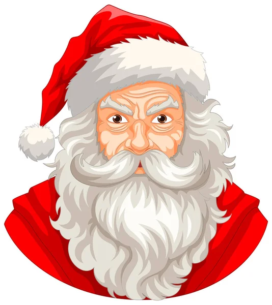 Een Boze Oude Man Een Kerstmanpak Met Een Baard Snor — Stockvector