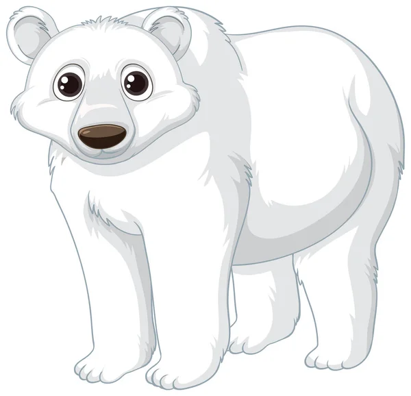 Cute Friendly Polar Bear Cartoon Character Isolated White Background — Stock Vector