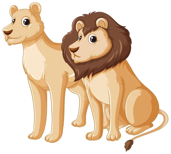 Vektor Cartoon Illustration Von Männlichen Und Weiblichen Löwenfiguren — Stockvektor