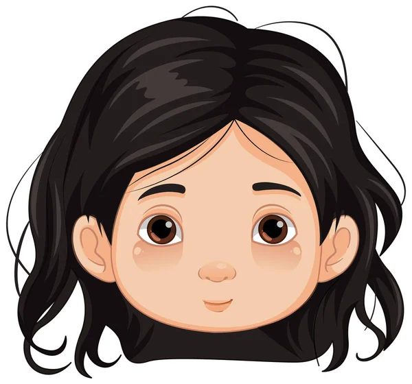 Vector Illustration Cute Girl Black Hair — Stock Vector