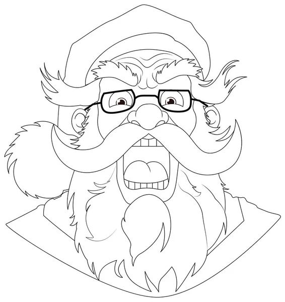 ベクター漫画 ひげとひげを身に着けている怒っている老人のイラスト — ストックベクタ