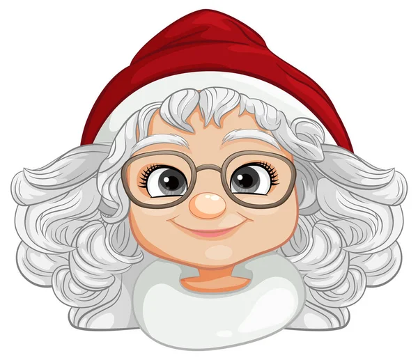 Радостный Женский Санта Клаус Очках Стиле Мультипликационного Вектора — стоковый вектор