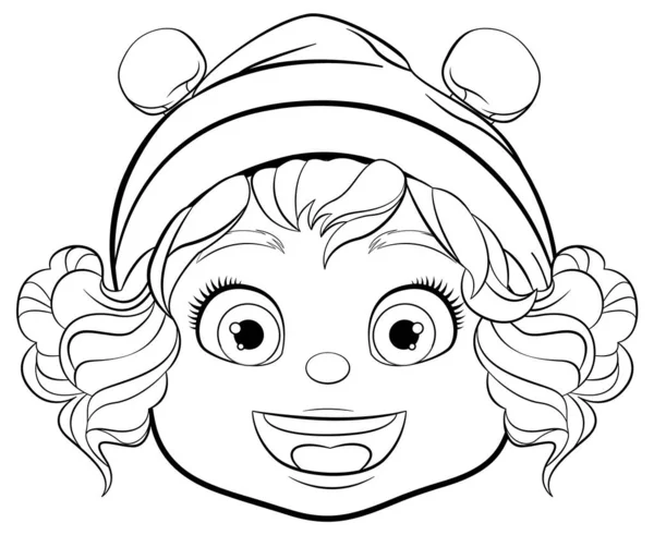 Happy Chubby Girl Wearing Winter Beanie Hat — Stock Vector