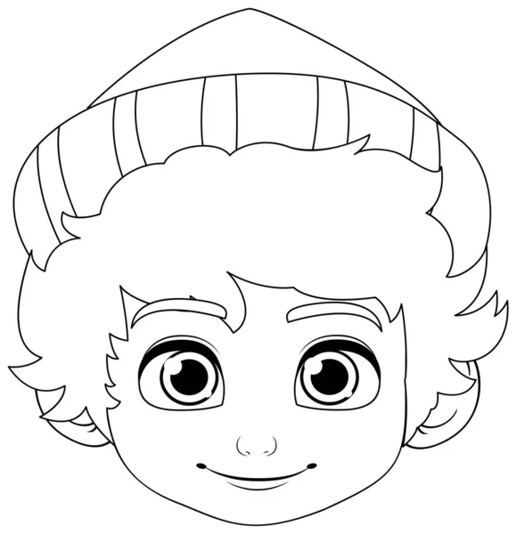 Vector Cartoon Illustration Boy Wearing Beanie Hat Natural Facial Expression — Stock Vector