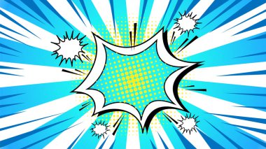 Boş alanı olan klasik-stil mavi çizgi roman afişi