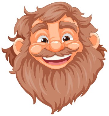 Sakallı ve bıyıklı yaşlı bir adamın neşeli bir temsili.