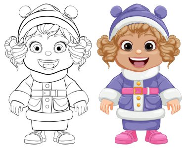 Bereli şirin bir çizgi film kızı, kış şenliklerine hazır.