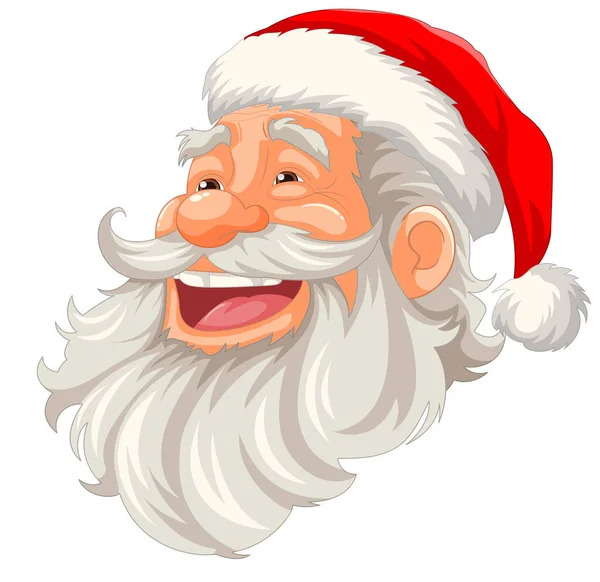 Eine Fröhliche Cartoon Illustration Des Weihnachtsmannes Mit Bart Und Schnurrbart — Stockvektor