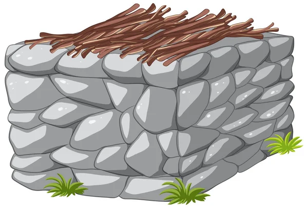 Ein Gemütlicher Steinkamin Mit Einem Ast Geschmückt — Stockvektor