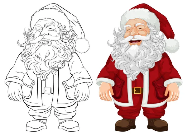 Ein Lächelnder Weihnachtsmann Mit Einem Überraschten Gesichtsausdruck — Stockvektor