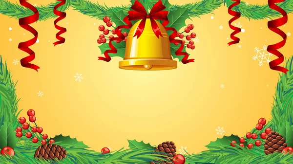 Vibrant Joyful Christmas Border Decorative Ornaments Ribbon — Stock Vector