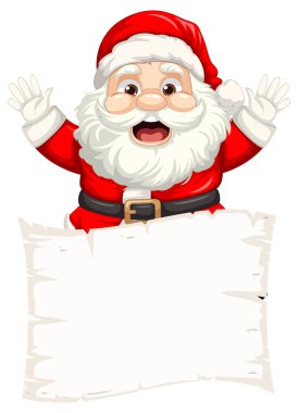 Boş bir kağıtla neşeli bir Noel Baba, afişler için mükemmel.