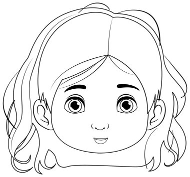 Bir kızın yüzünün ana hatlarıyla çizilmiş vektör çizimi