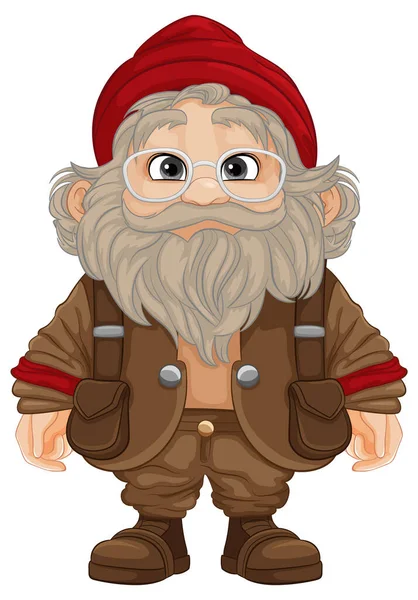 Мультяшный Персонаж Пожилого Дедушки Одетого Гном — стоковый вектор