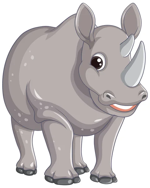 Vector Cartoon Illustration Rhinoceros Character Standing White Background — Stock Vector