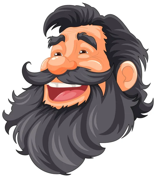 一个快乐的卡通人物 留着时髦的胡子和胡子 — 图库矢量图片