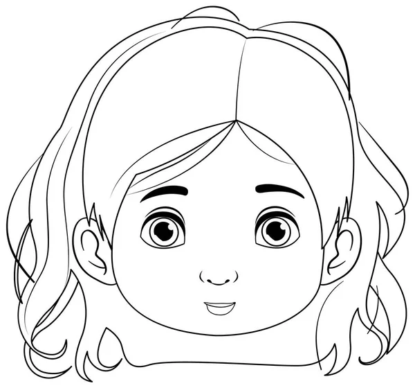 Dibujos Animados Vectoriales Ilustración Cara Una Chica Estilo Contorno — Vector de stock