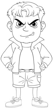 Ana hatları olan kızgın bir çocuğun vektör çizimi.