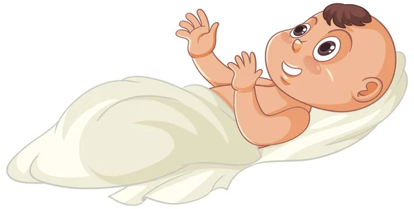 Adorable Vector Cartoon Illustration Infant Baby Boy Wrapped Cloth — Stock Vector