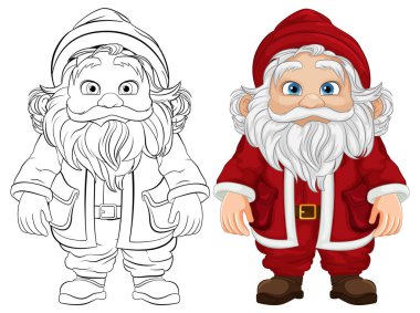 Noel Baba şaşırmış bir yüz ifadesiyle ayakta duruyor.