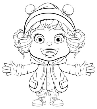 Kışın bere takan sevimli ve mutlu bir kız.