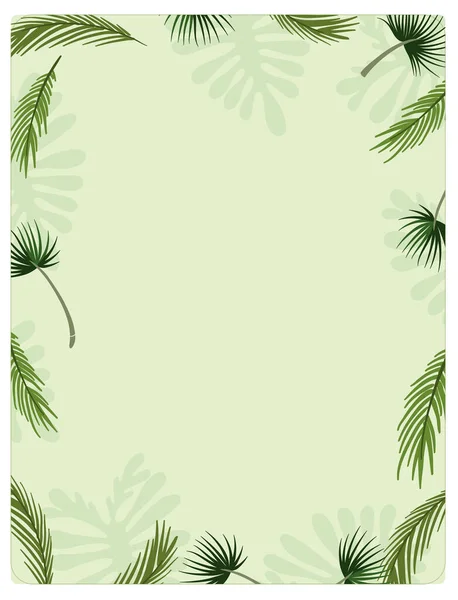 Vector Cartoon Illustration Green Tropical Palm Leaves Frame Border Template — Stock Vector