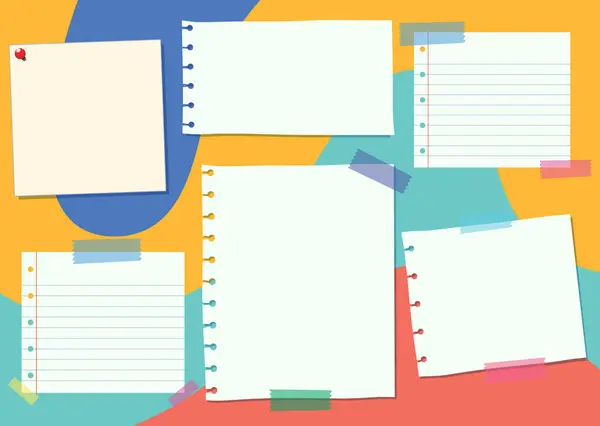 Vibrant Vector Illustration Blank Paper Note Dashboard Organizing Tasks — Stock Vector