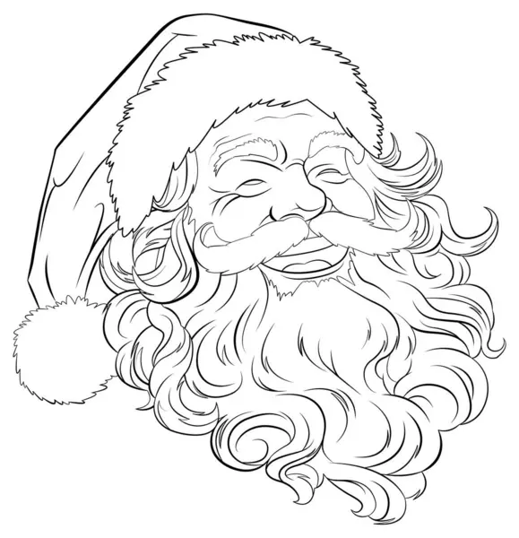 Delightful Outline Illustration Santa Claus Face — Stock Vector
