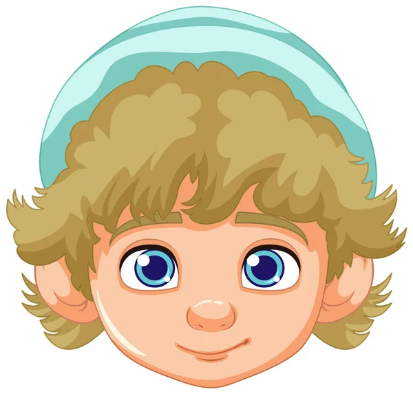 Vector Cartoon Illustration Blond Boy Wearing Beanie Hat Neutral Facial — Stock Vector