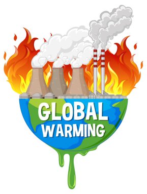 Kirliliği serbest bırakan ve küresel ısınmaya neden olan bir fabrikanın çizimi
