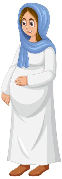 Illustration Pregnant Virgin Mary Cartoon Style — Stock Vector