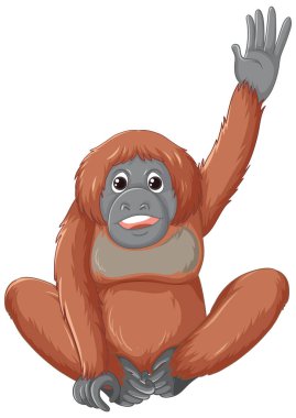 Oturan orangutan çizgi film karakterinin vektör çizimi