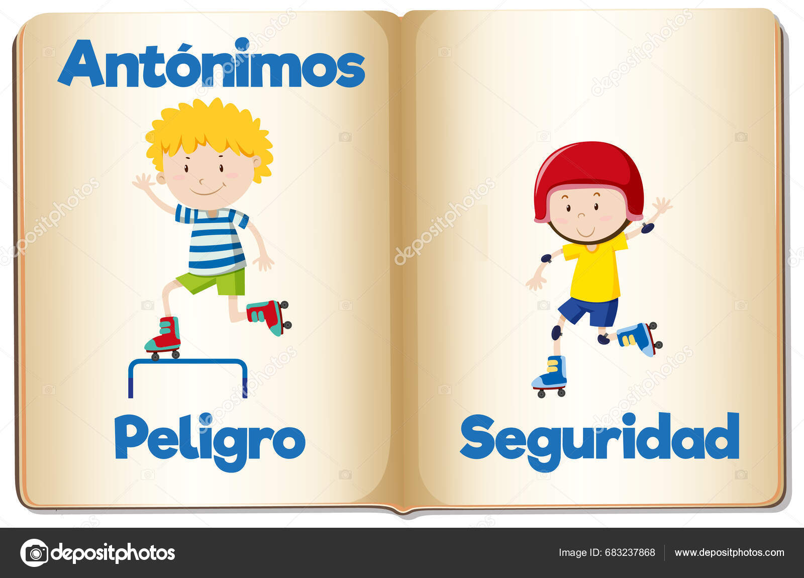 Illustrated Word Cards Spanish Teaching Antonyms Stock Vector by ...