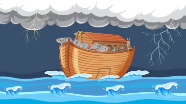 Nuh 'un Gemisi' nin fırtınada süzüldüğünü hayal et.