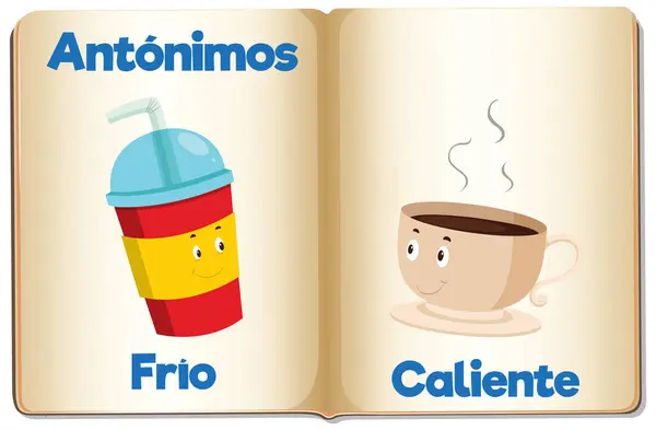 スペイン語でアノニマスを学ぶための絵文字カード — ストックベクタ