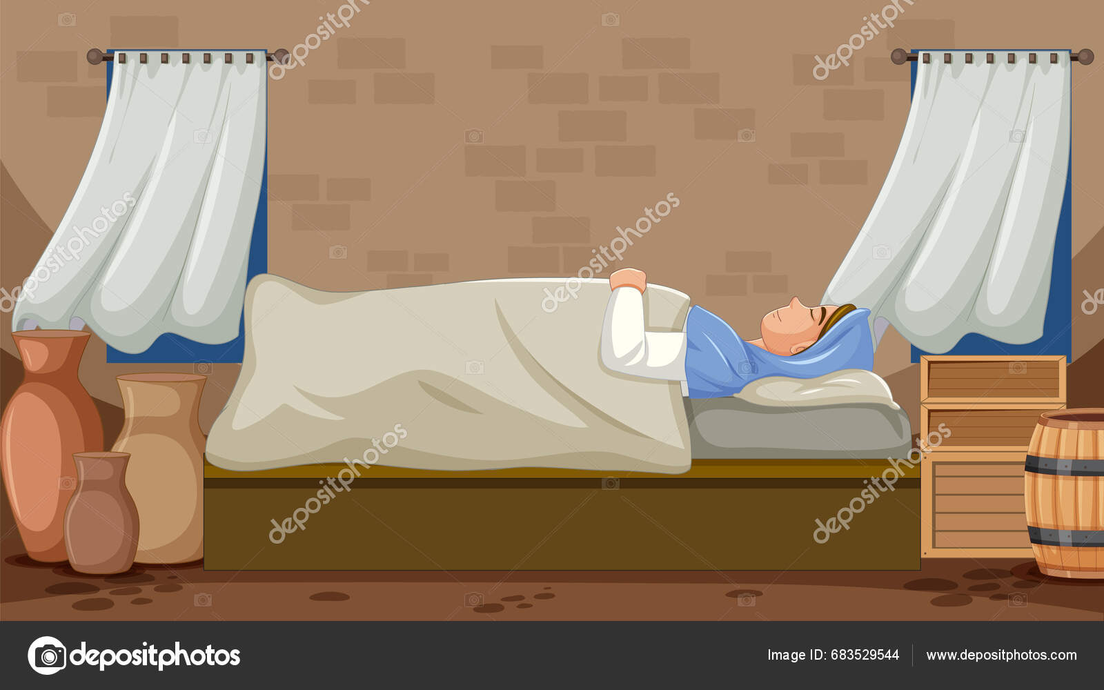 Peaceful Illustration Virgin Mary Sleeping Nativity Jesus Stock Vector