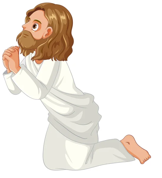 Illustration Jesus Christ Sitting Prayerful Pose — Stock Vector