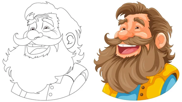 Cheerful Cartoon Illustration Elderly Lumberjack Beard Mustache — Stock Vector