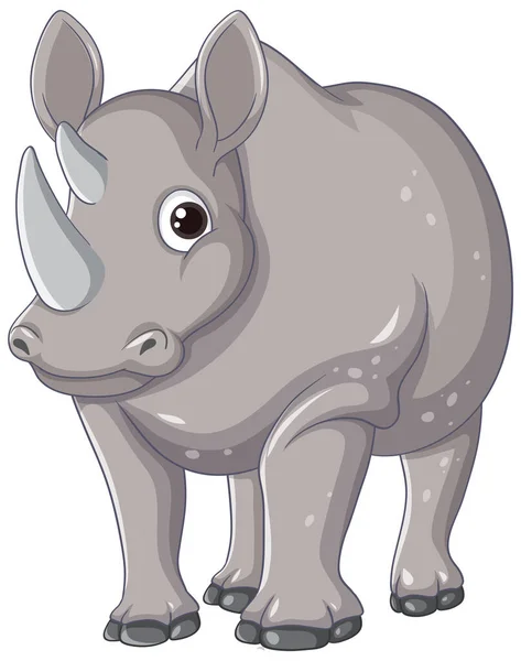 Illustration Vectorielle Personnage Rhinocéros Debout Sur Fond Blanc — Image vectorielle