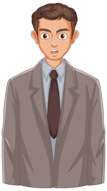 Takım elbiseli genç Robert Oppenheimer 'ın vektör çizimi.