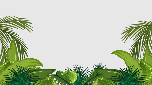 Vector cartoon illustration of tropical plants forming a border frame