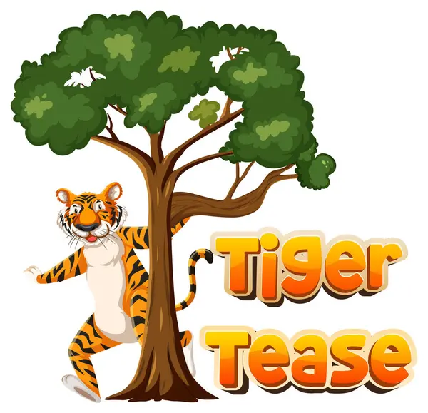 Hilarious Cartoon Illustration Featuring Playful Pun Word Tiger — Stock Vector