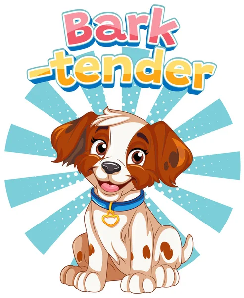 Hilarious Cartoon Illustration Featuring Cute Dog Bartender — Stock Vector